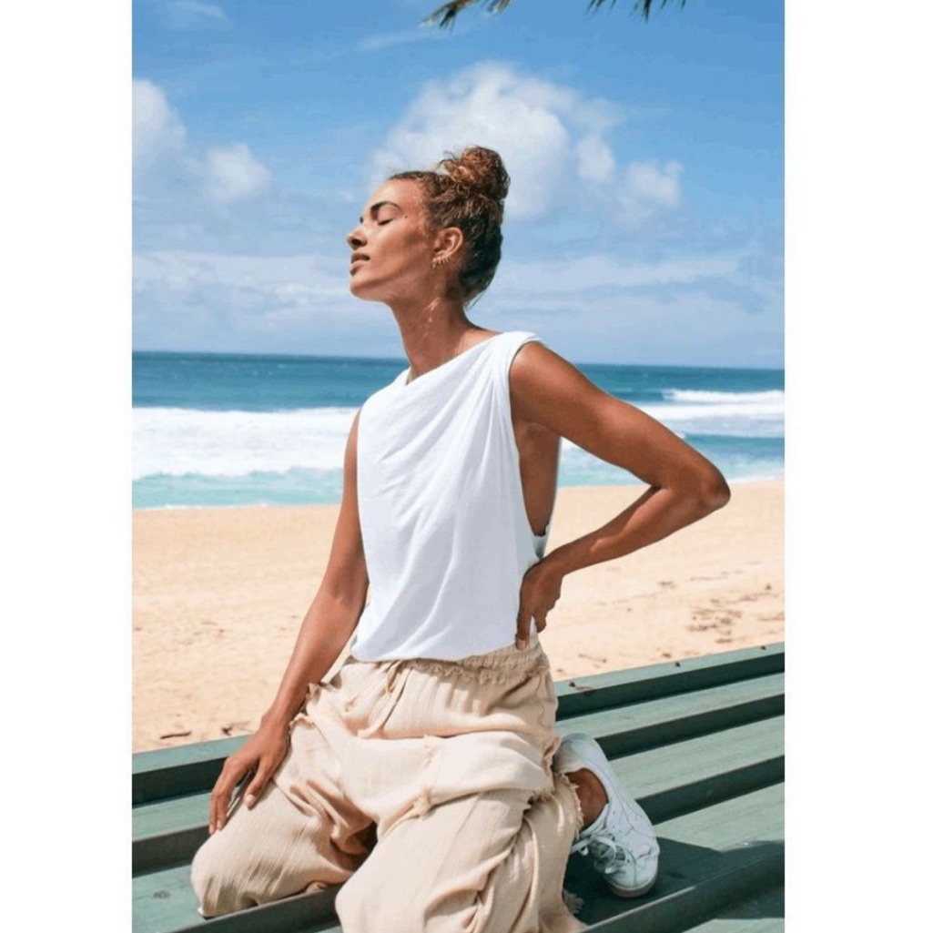 Free People Movement White Twisted Tank Top